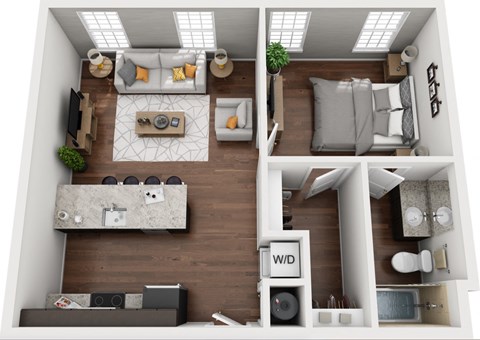 a1 floor plan  studio with bedroom and living room
